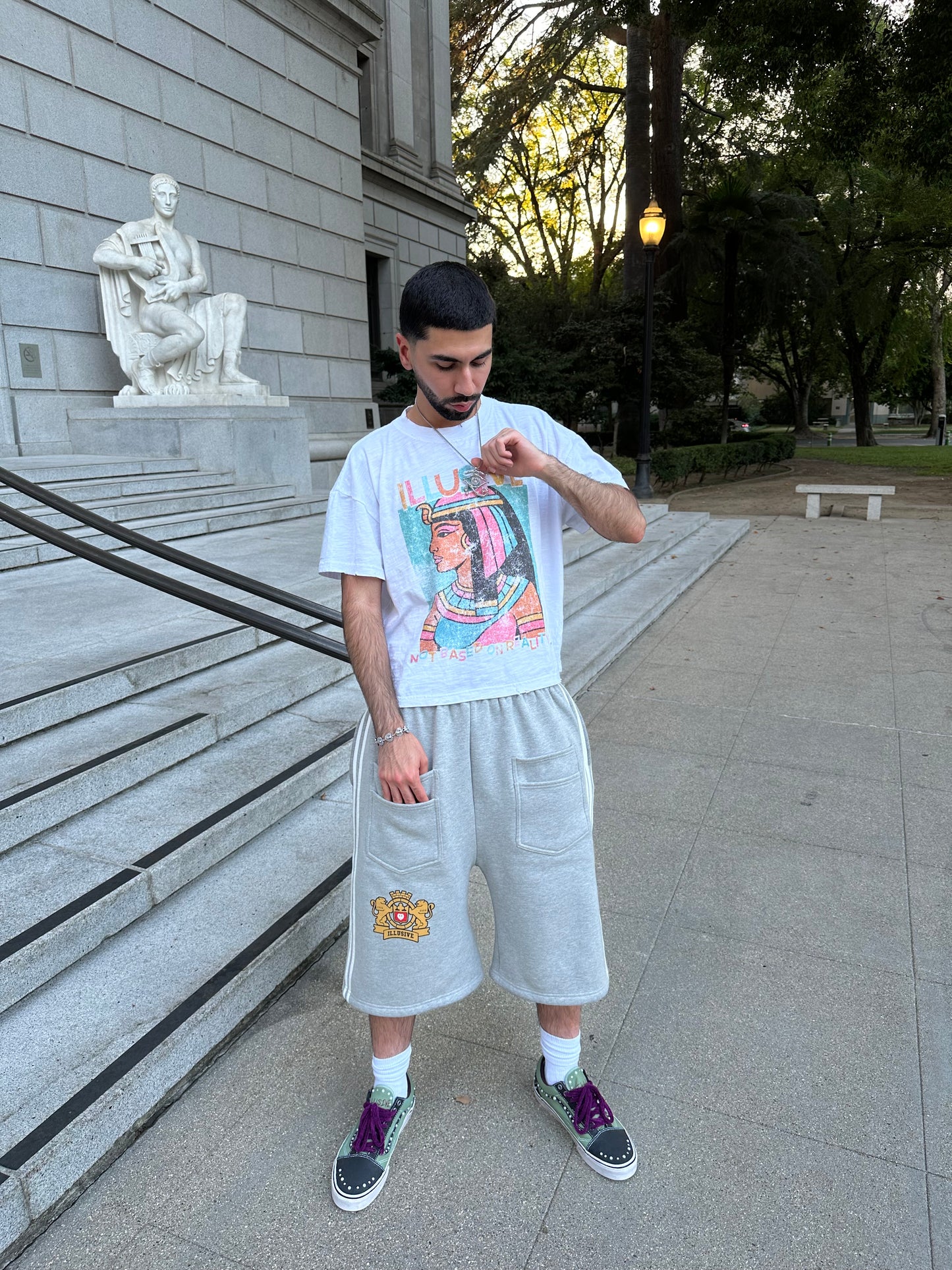 'Illusive Guardian' Sweat Shorts - Grey