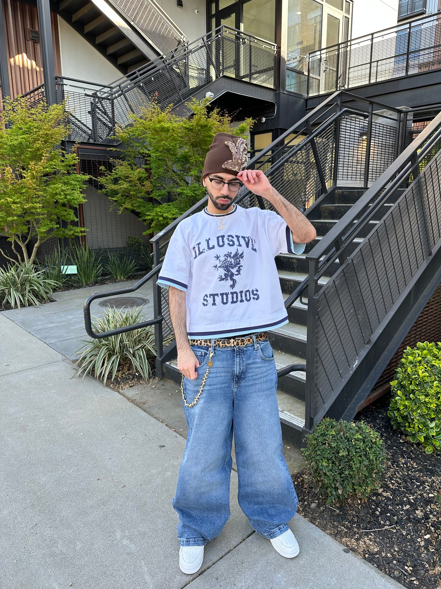'Illusive Ascendant' Cropped Triple Layer Tee - White