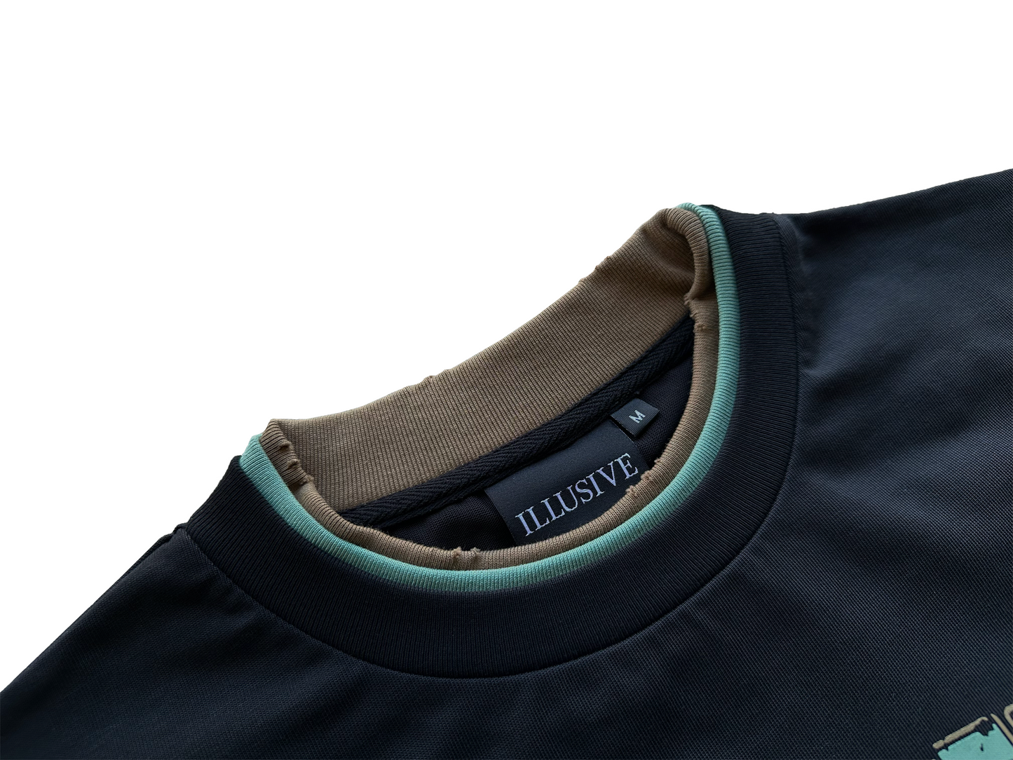 'Illusive Ascendant' Cropped Triple Layer Tee - Black