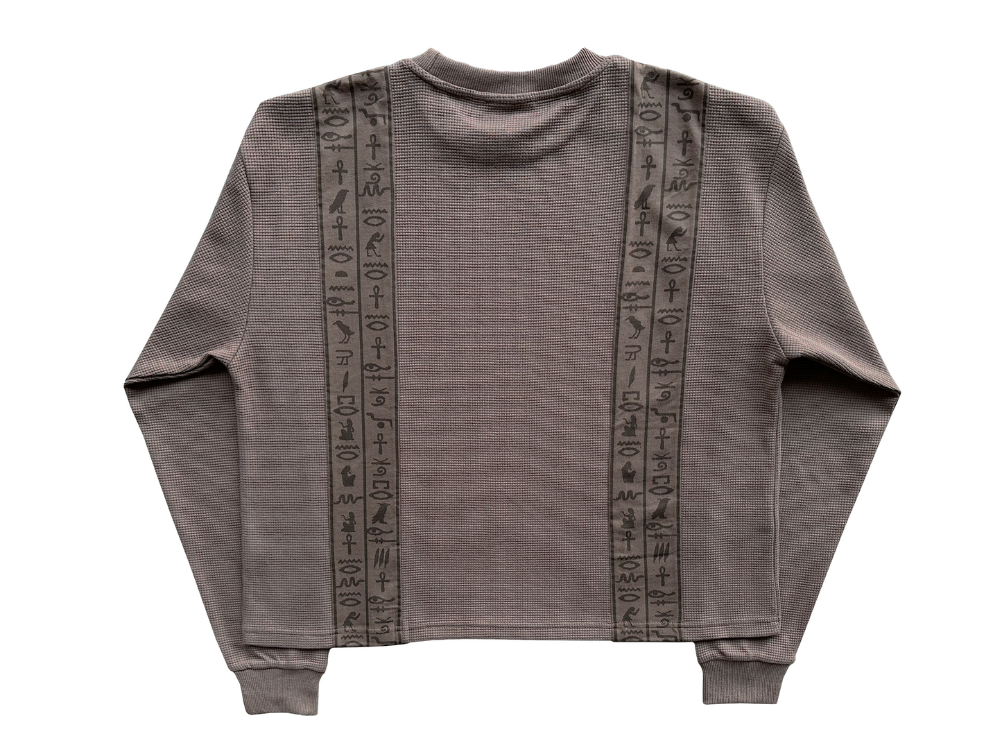 'Glyphs' Cropped Thermal Long Sleeve - Brown