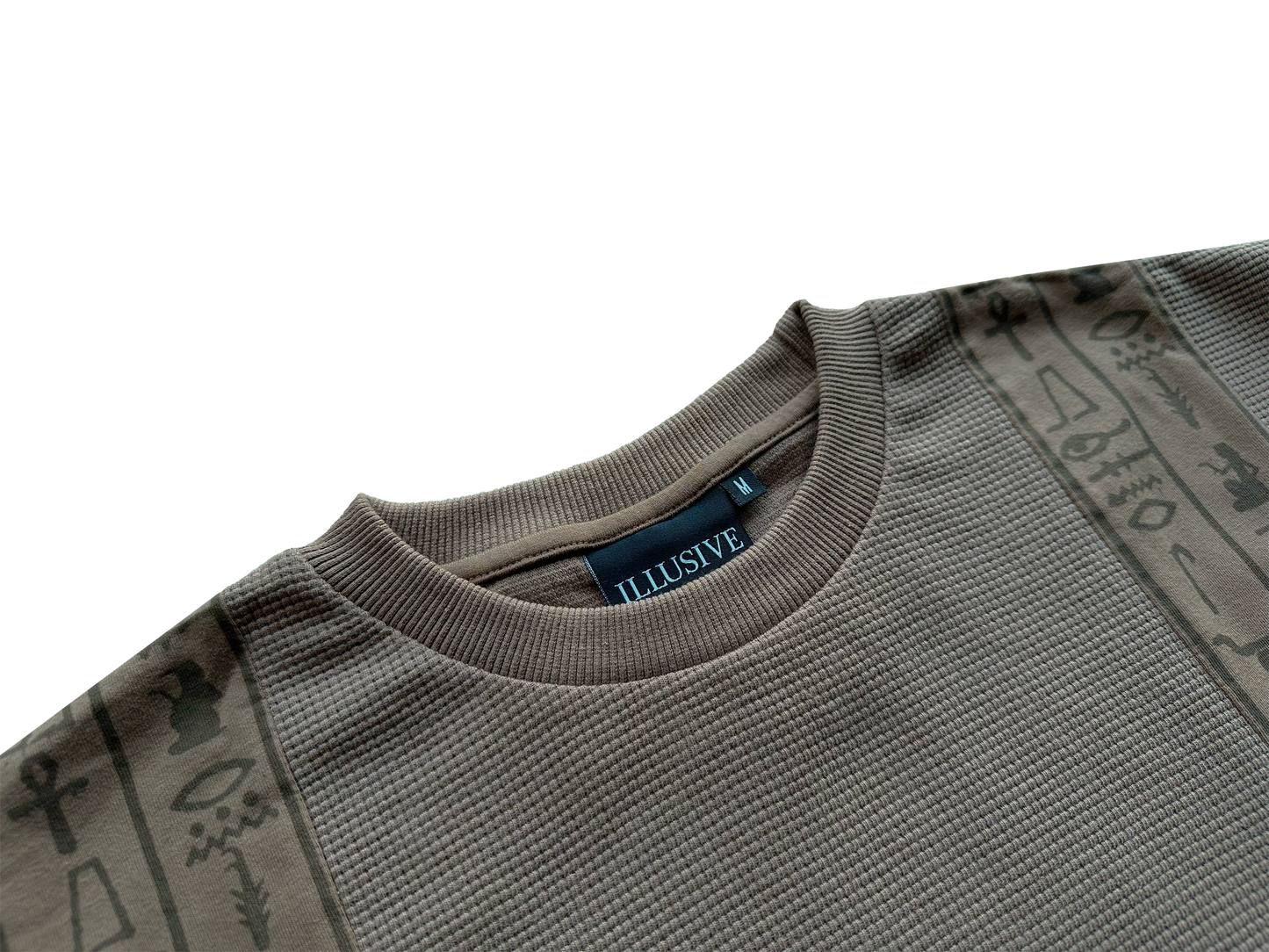 'Glyphs' Cropped Thermal Long Sleeve - Brown