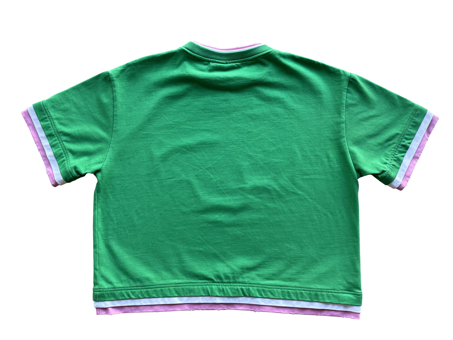 'Illusive Ascendant' Cropped Triple Layer Tee - Green