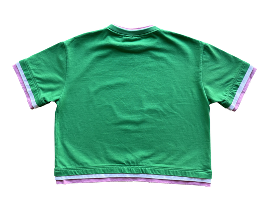 'Illusive Ascendant' Cropped Triple Layer Tee - Green