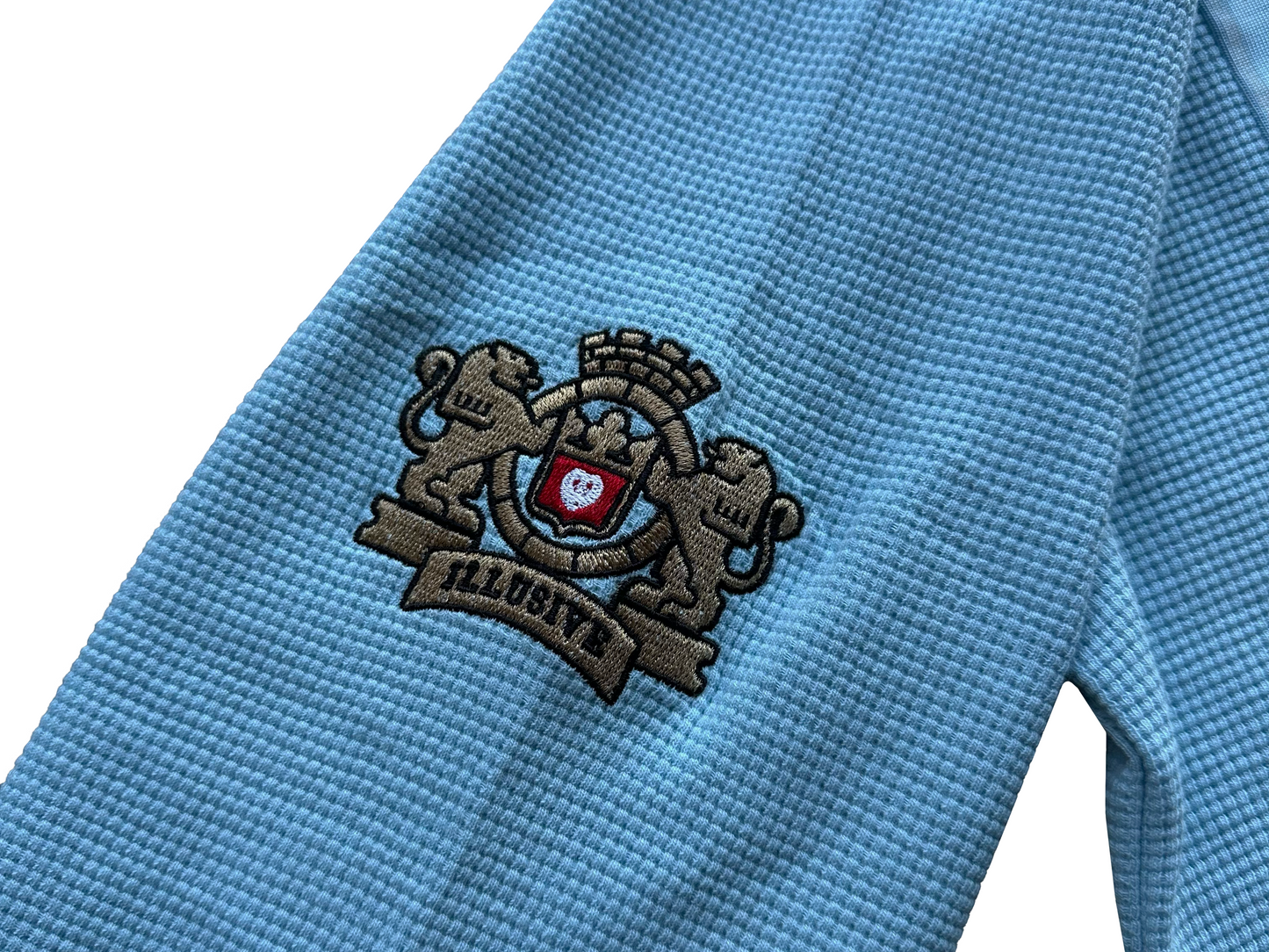 'Glyphs' Cropped Thermal Long Sleeve - Light Blue