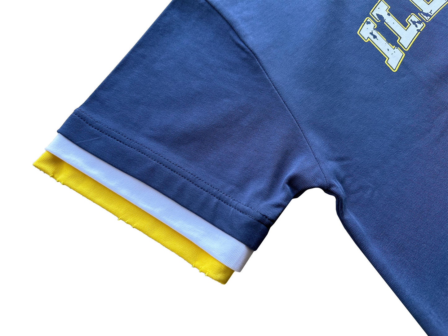 'Illusive Ascendant' Cropped Triple Layer Tee - Navy Blue