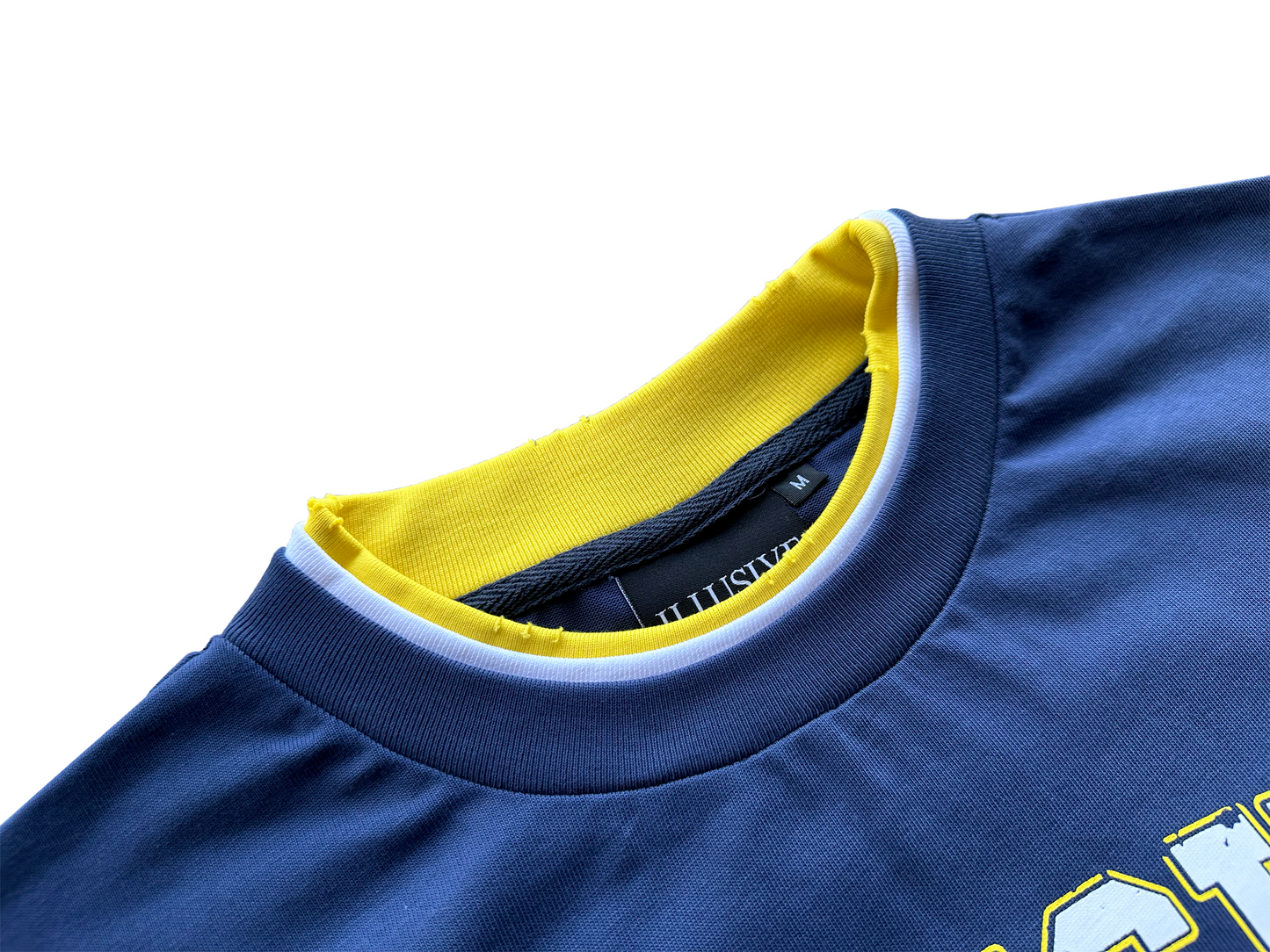 'Illusive Ascendant' Cropped Triple Layer Tee - Navy Blue