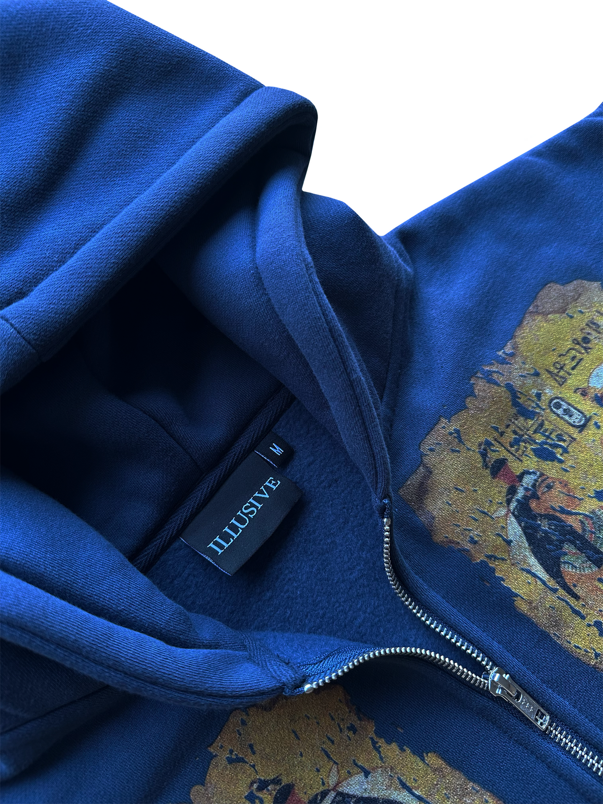 'Tut's Fragment' Cropped Zip Up - Navy Blue
