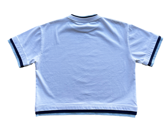 'Illusive Ascendant' Cropped Triple Layer Tee - White