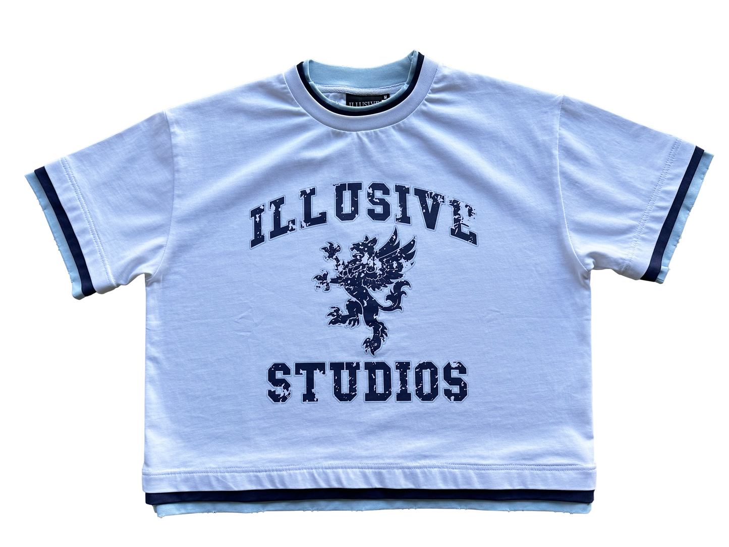 'Illusive Ascendant' Cropped Triple Layer Tee - White