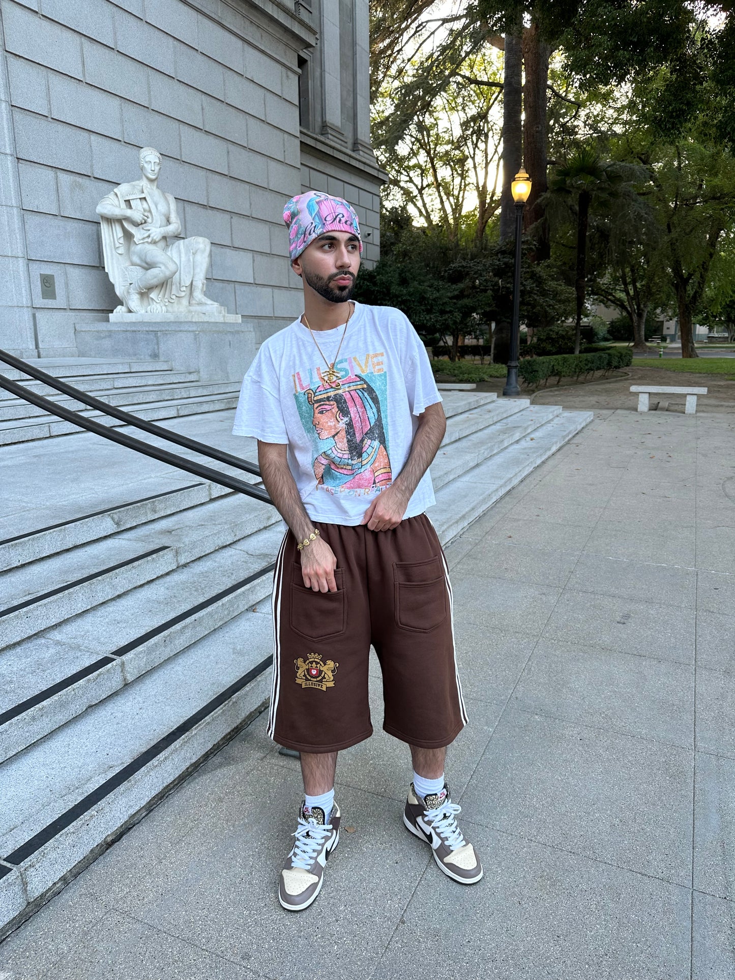 'Illusive Guardian' Sweat Shorts - Brown