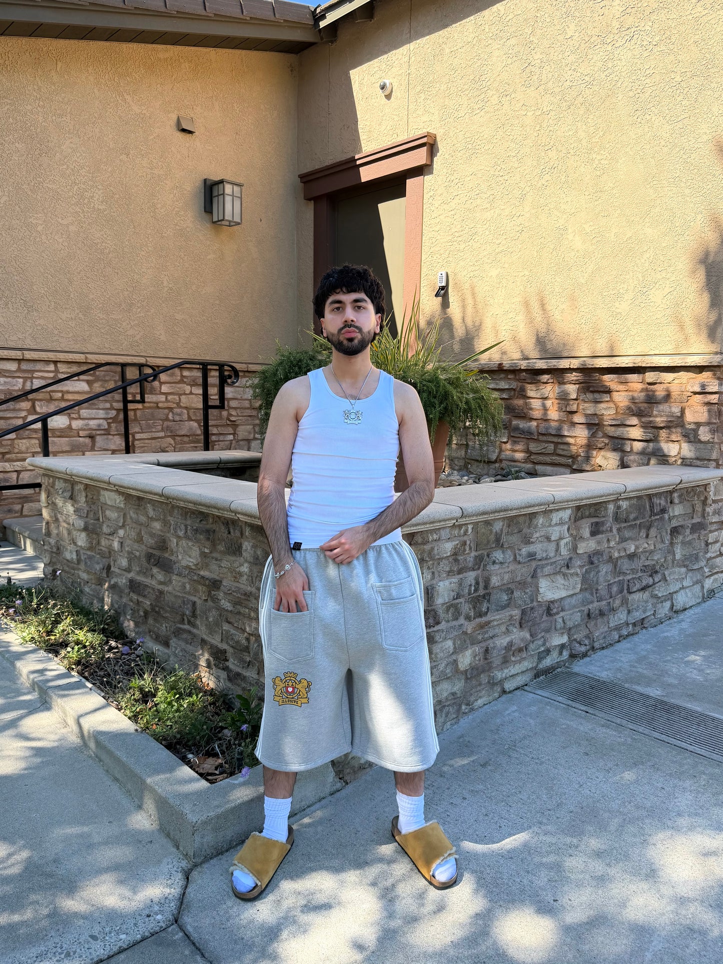 'Illusive Guardian' Sweat Shorts - Gray