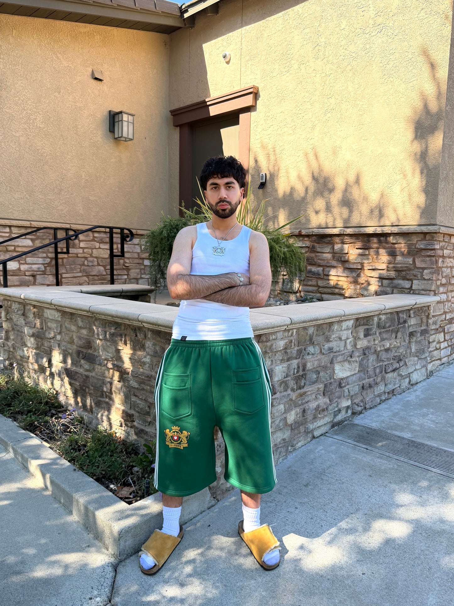 'Illusive Guardian' Sweat Shorts - Pine Green