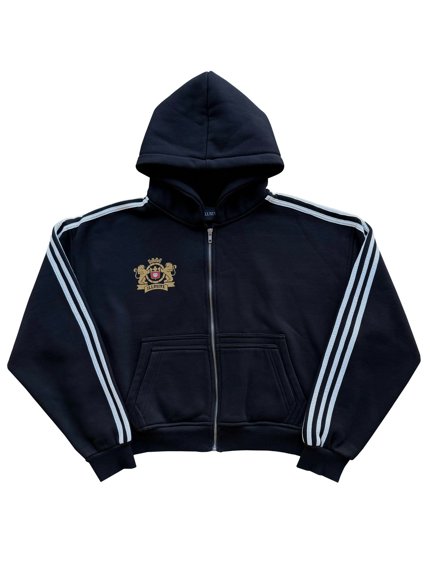 'Illusive Guardian' Cropped Zip Up - Black