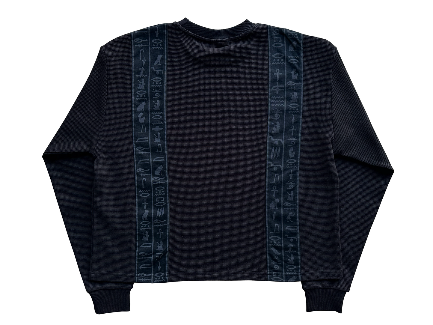 'Glyphs' Cropped Thermal Long Sleeve - Black