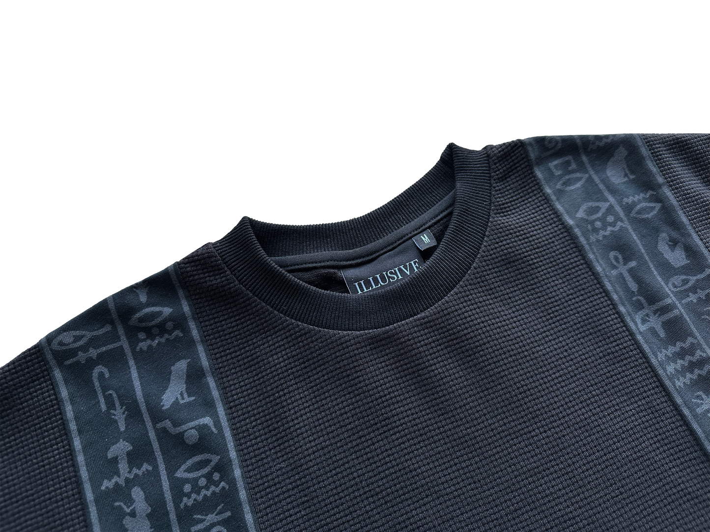 'Glyphs' Cropped Thermal Long Sleeve - Black