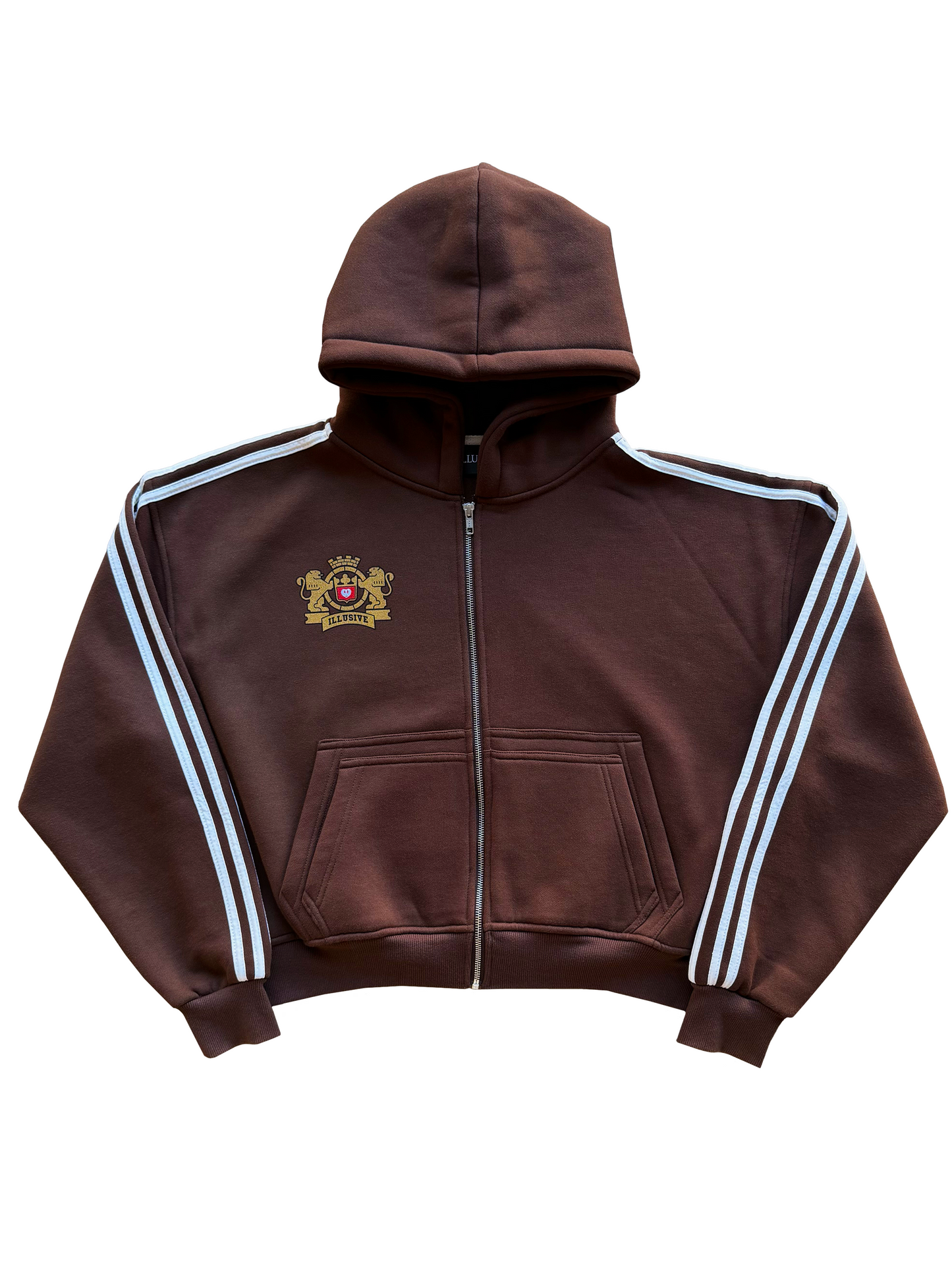 'Illusive Guardian' Cropped Zip Up - Brown
