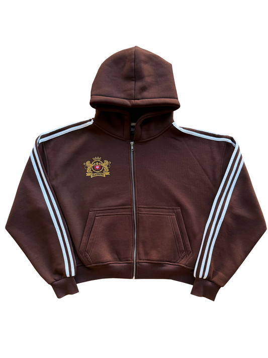 'Illusive Guardian' Cropped Zip Up - Brown