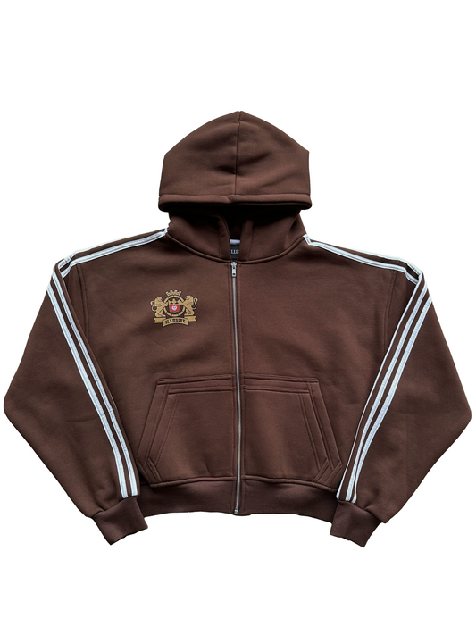 'Illusive Guardian' Cropped Zip Up - Brown