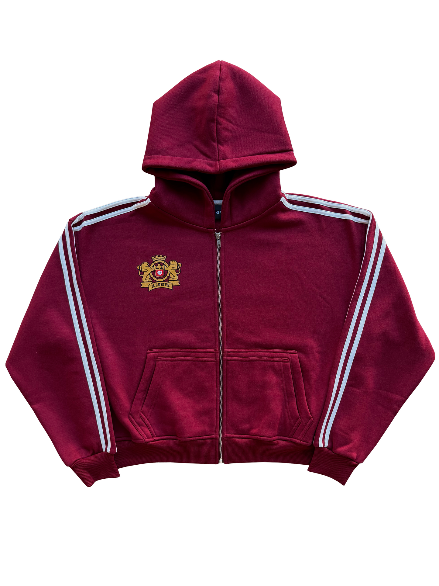 'Illusive Guardian' Cropped Zip Up - Burgundy