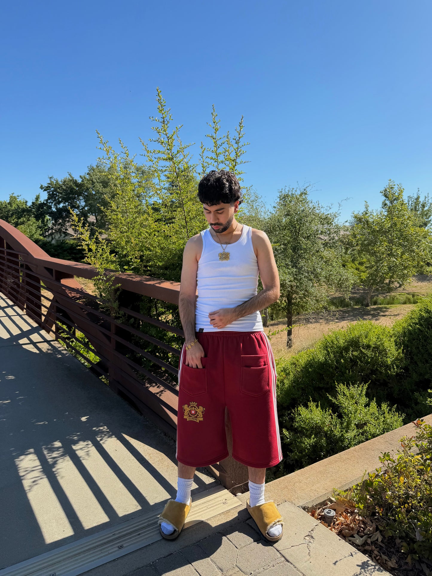 'Illusive Guardian' Sweat Shorts - Burgundy