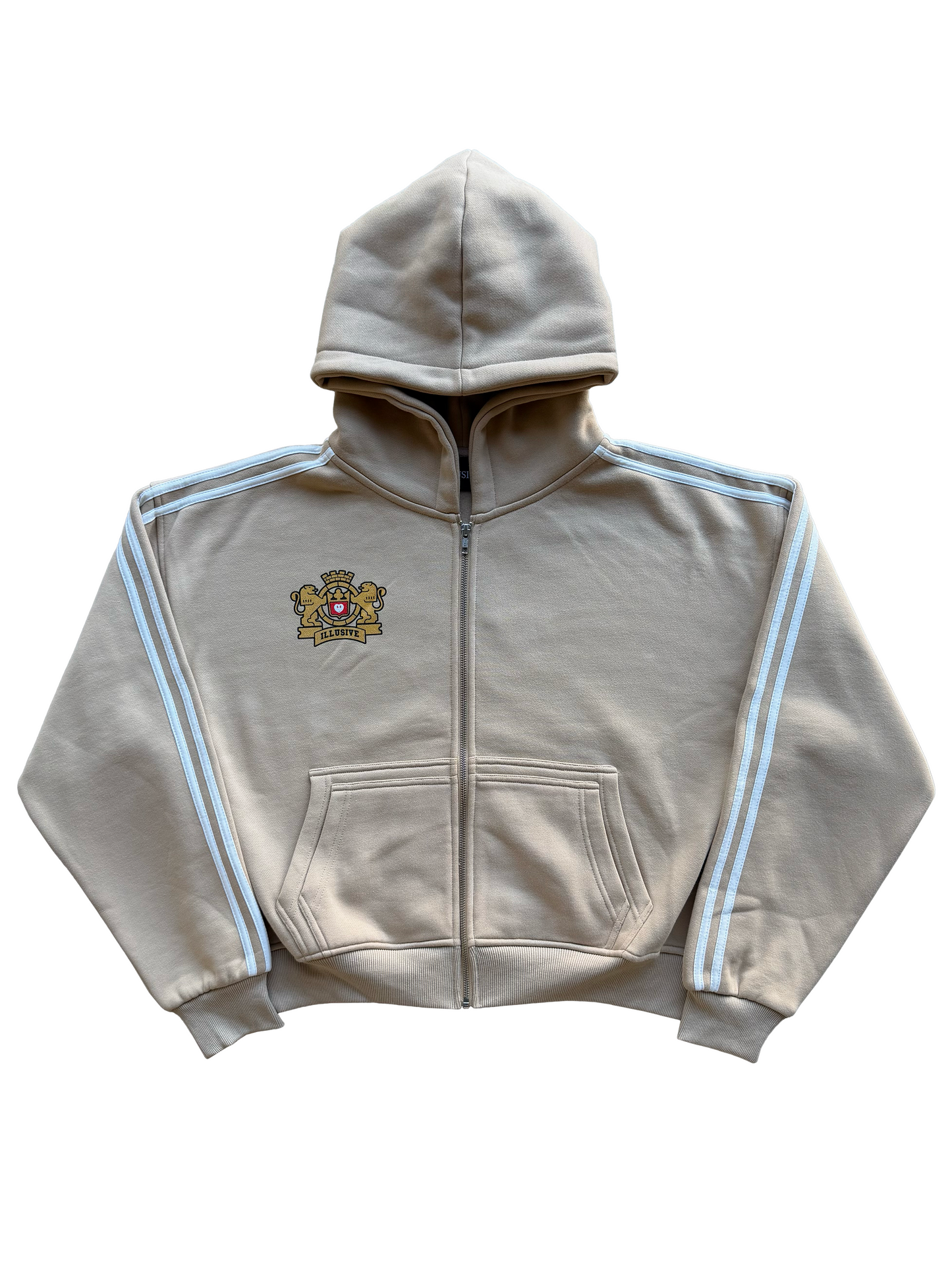 'Illusive Guardian' Cropped Zip Up - Cream