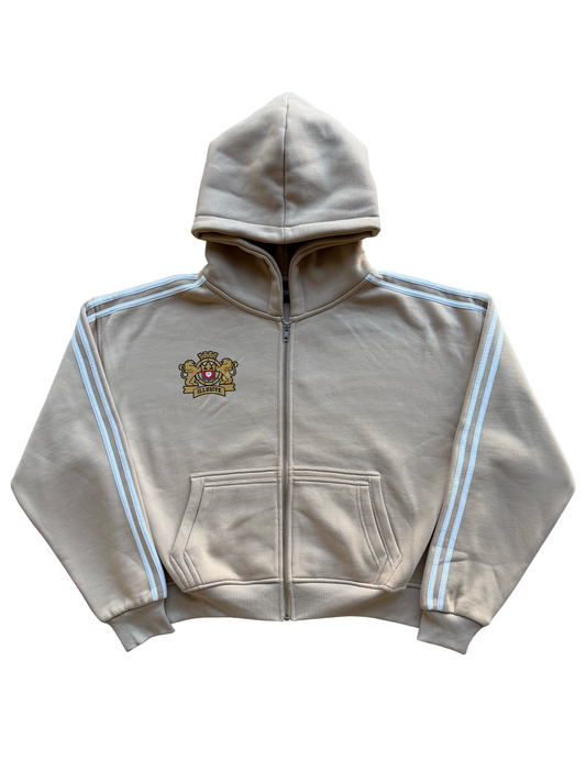 'Illusive Guardian' Cropped Zip Up - Cream