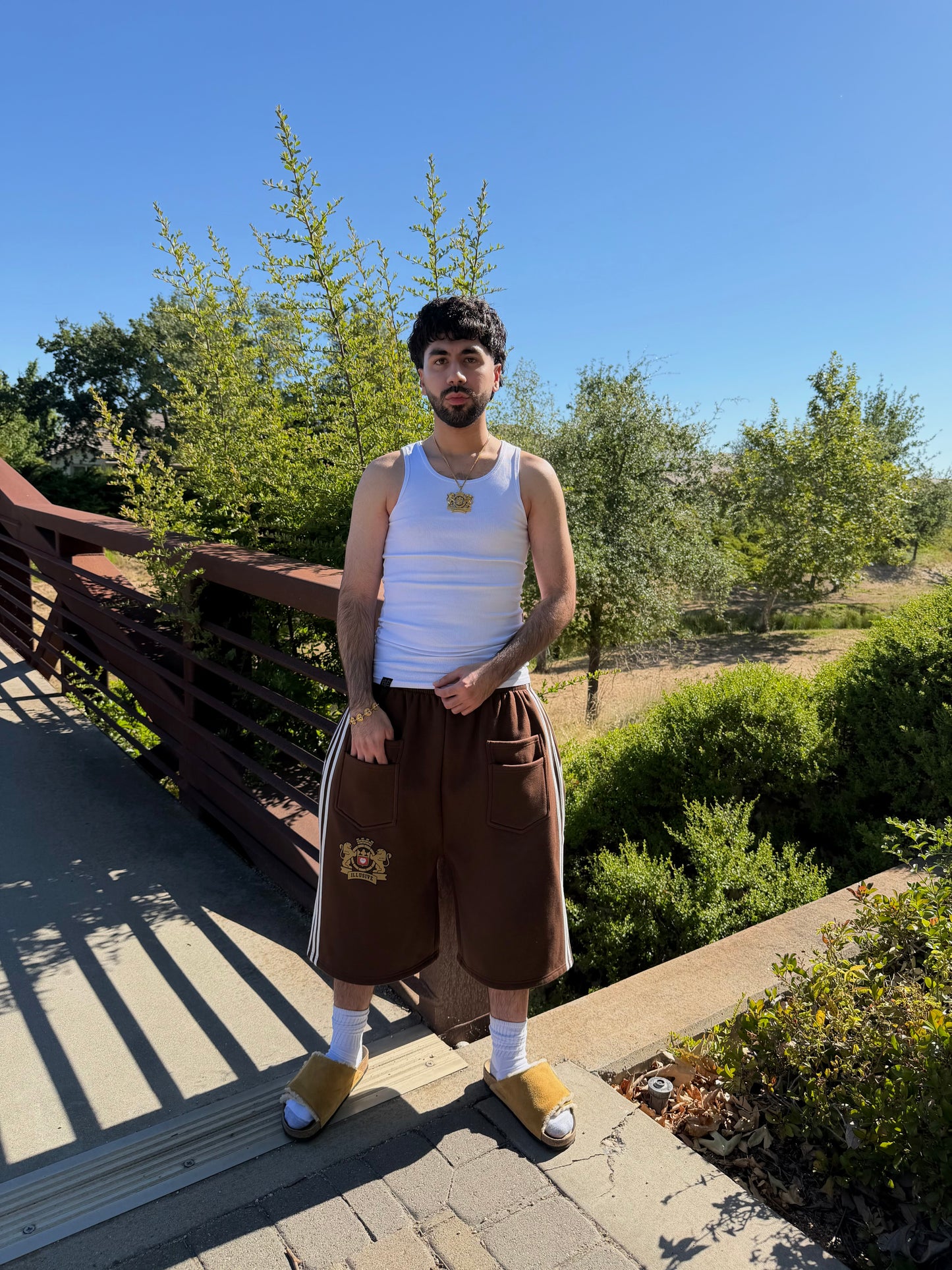 'Illusive Guardian' Sweat Shorts - Brown