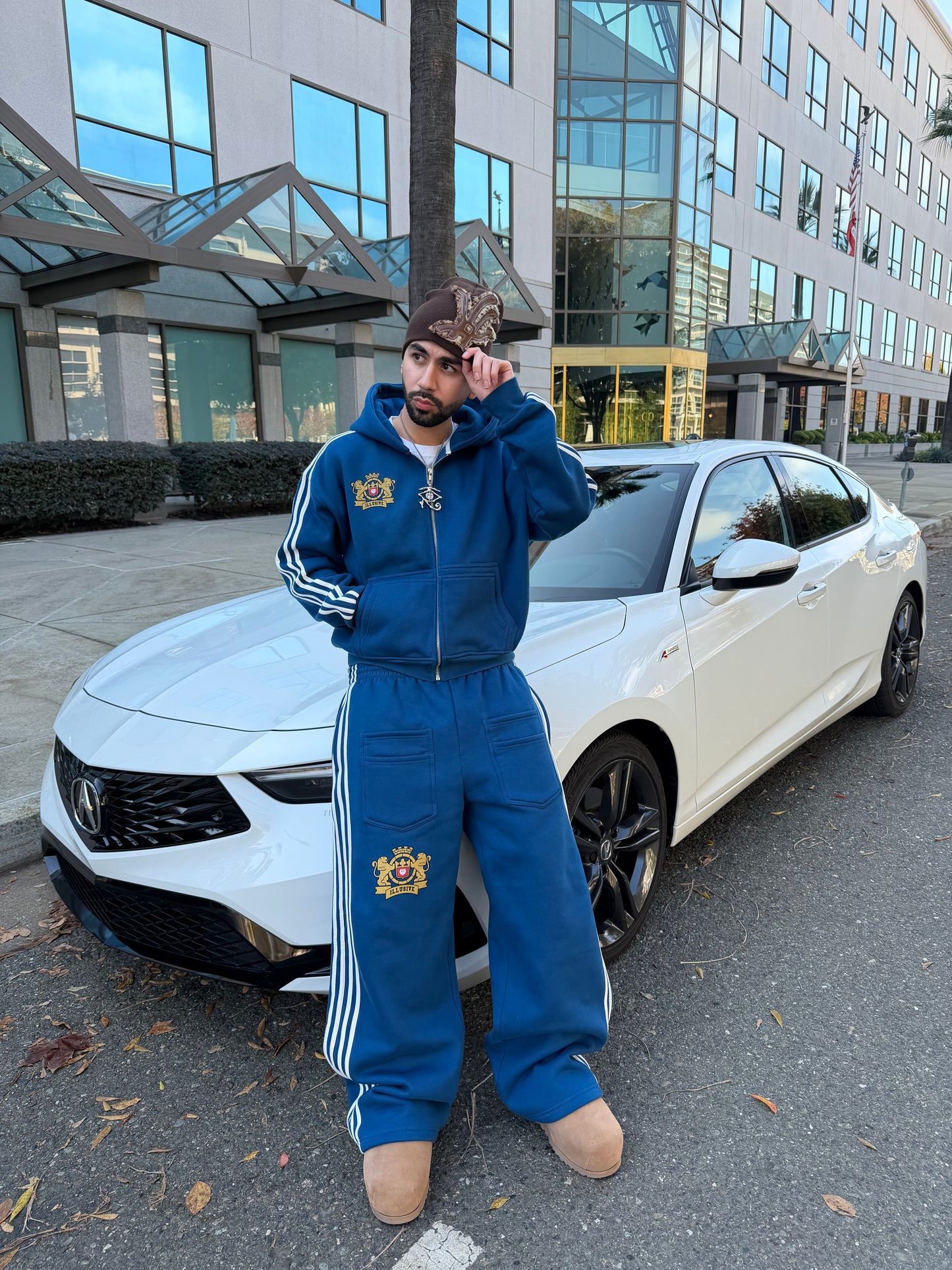 'Illusive Guardian' Cropped Zip Up - Sapphire Blue