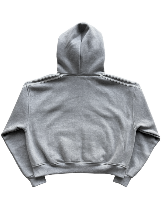 'Illusive Guardian' Cropped Zip Up - Gray