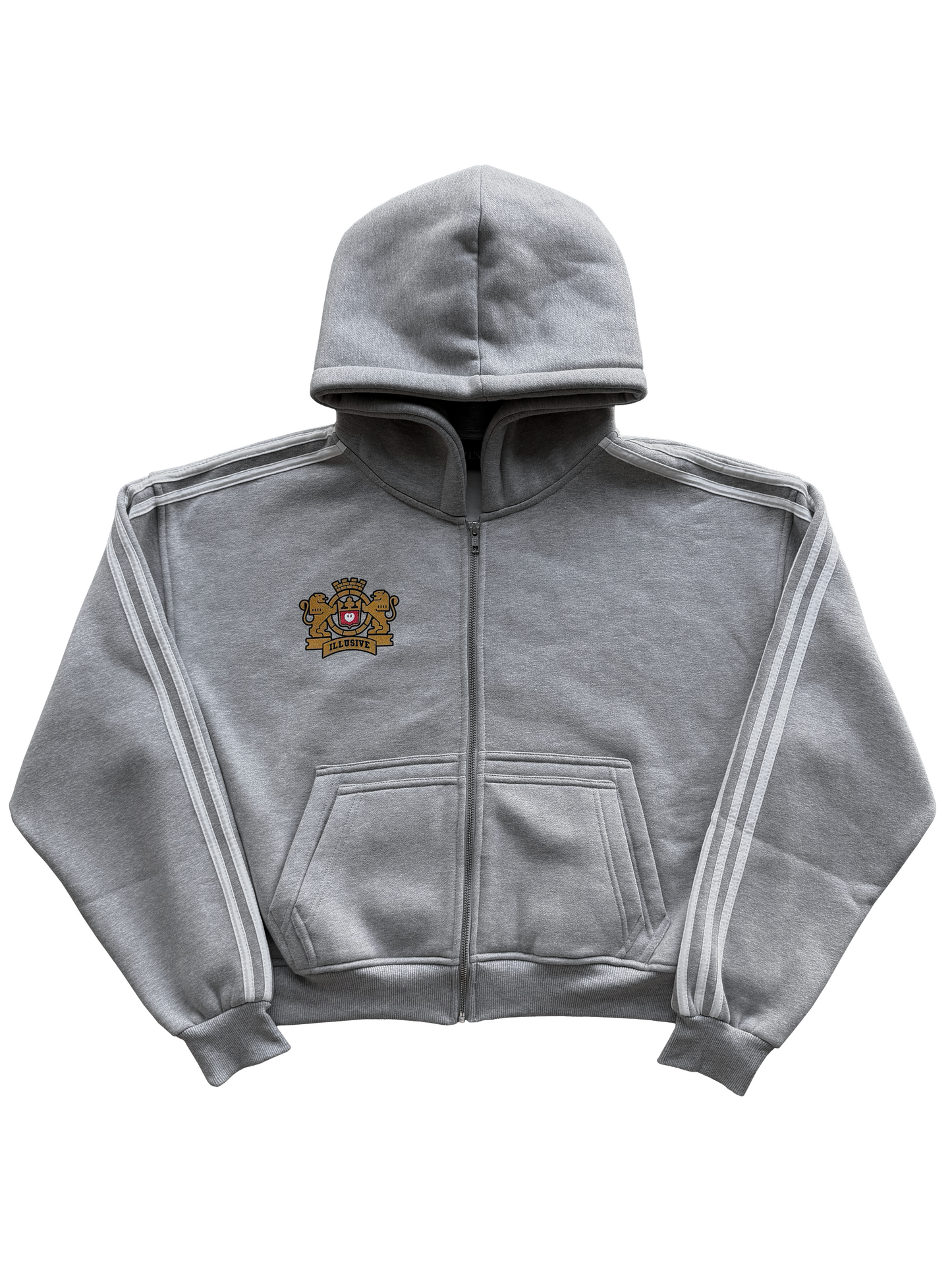 'Illusive Guardian' Cropped Zip Up - Gray