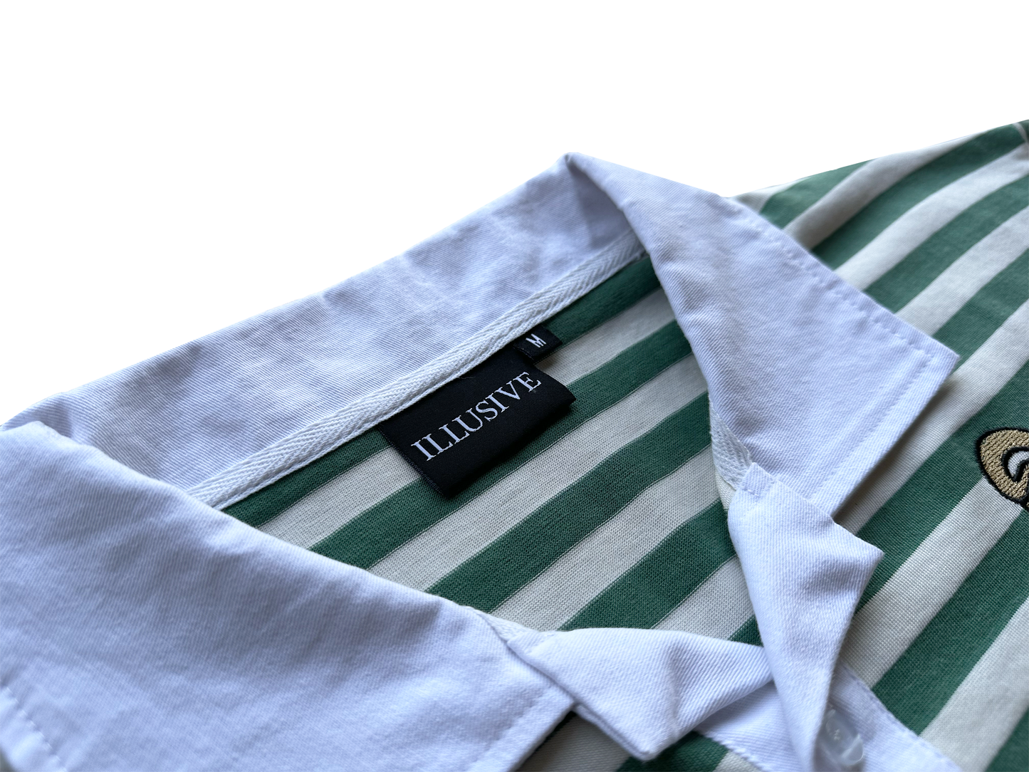 'Lion's Prosperity' Cropped Polo Tee - Jade Green