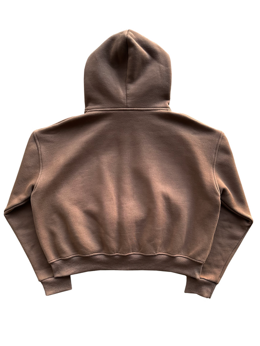 'Menna's Fragment' Cropped Zip Up - Brown