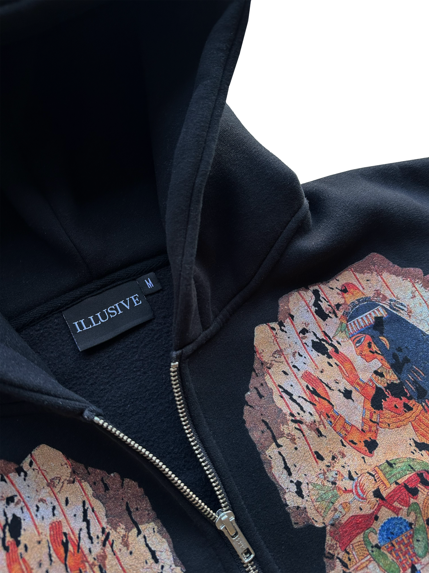 'Menna's Fragment' Cropped Zip Up - Black