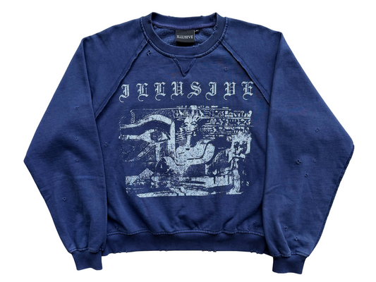 'Illusive Era' Cropped Crewneck - Navy Blue