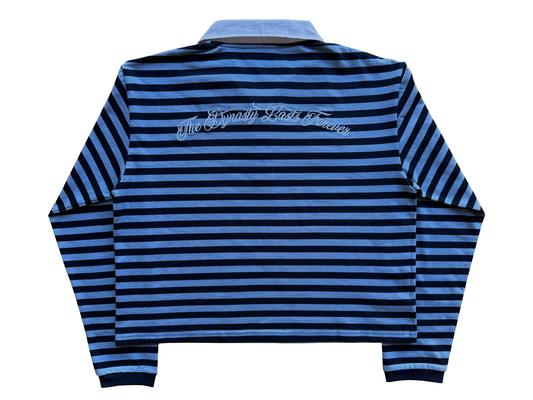 'Dynasty Forever' Cropped Polo Long Sleeve - Navy Blue & Light Blue