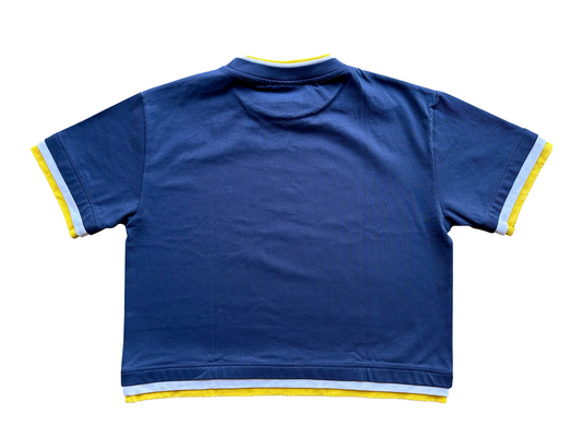 'Illusive Ascendant' Cropped Triple Layer Tee - Navy Blue