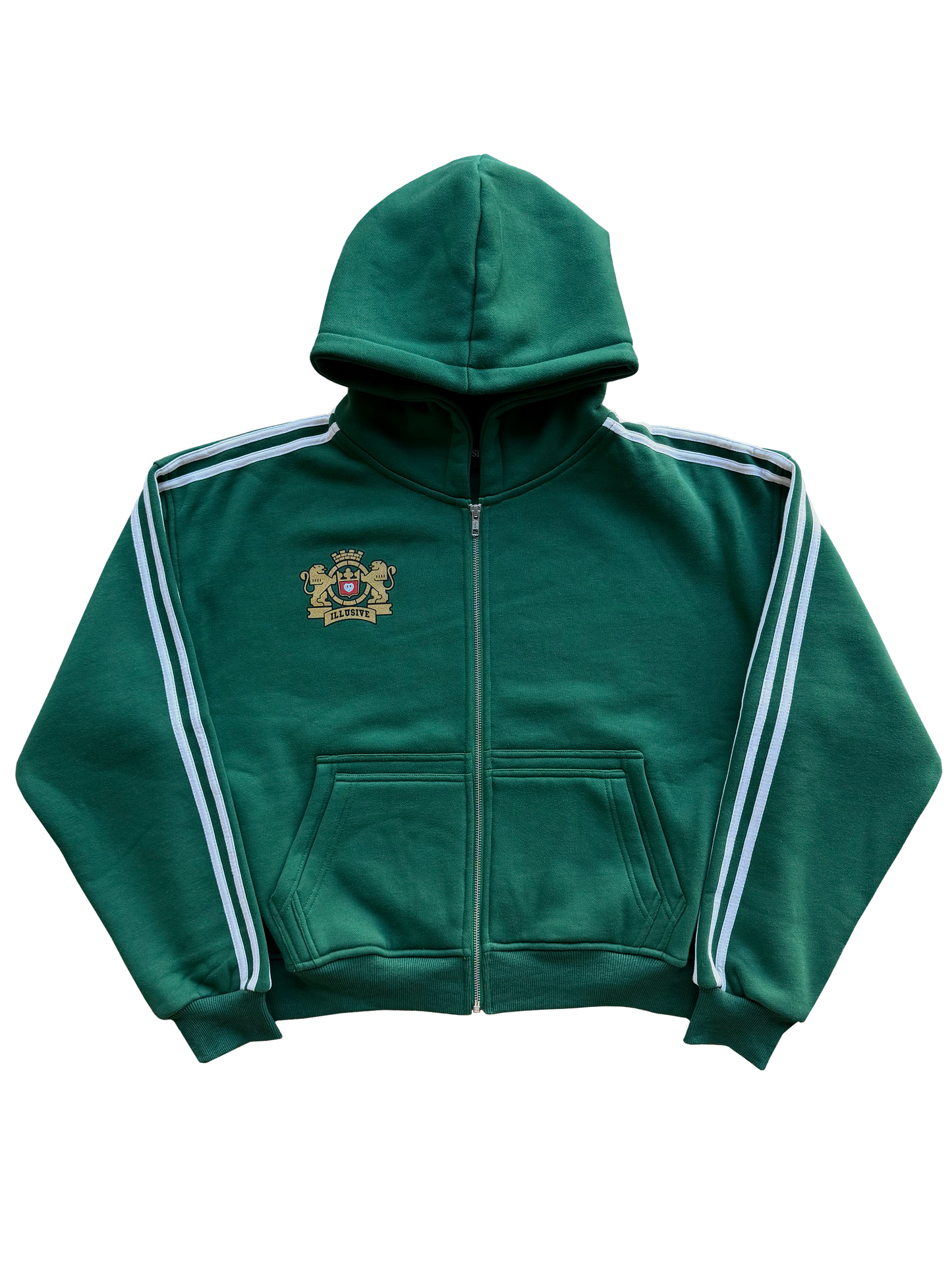'Illusive Guardian' Cropped Zip Up - Pine Green