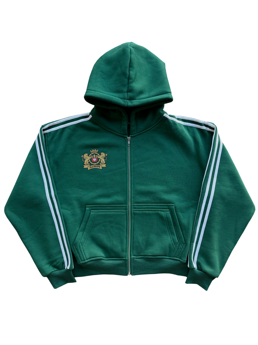'Illusive Guardian' Cropped Zip Up - Pine Green
