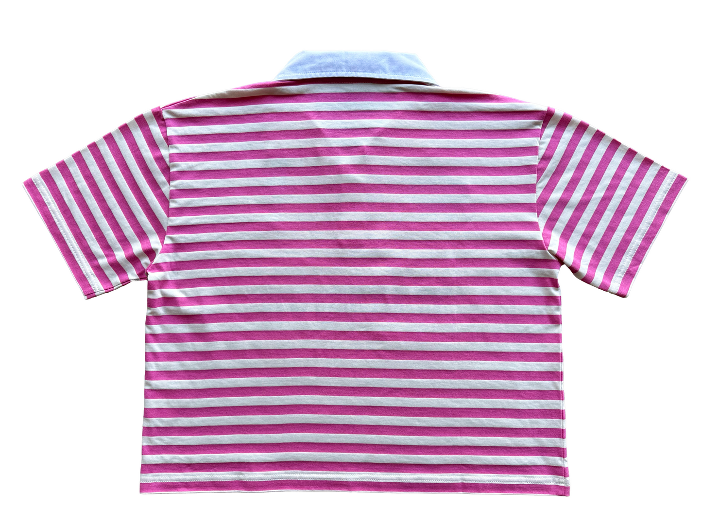 'Lion's Prosperity' Cropped Polo Tee - Pink