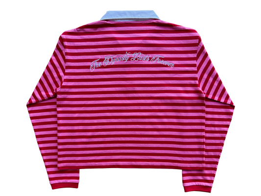 'Dynasty Forever' Cropped Polo Long Sleeve - Red & Pink