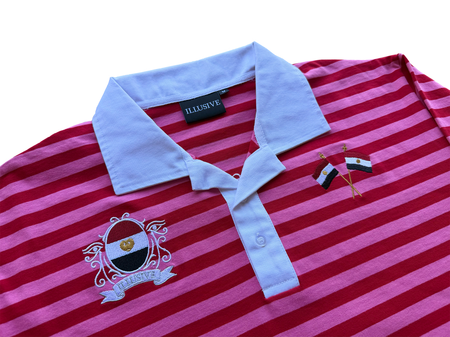 'Dynasty Forever' Cropped Polo Long Sleeve - Red & Pink