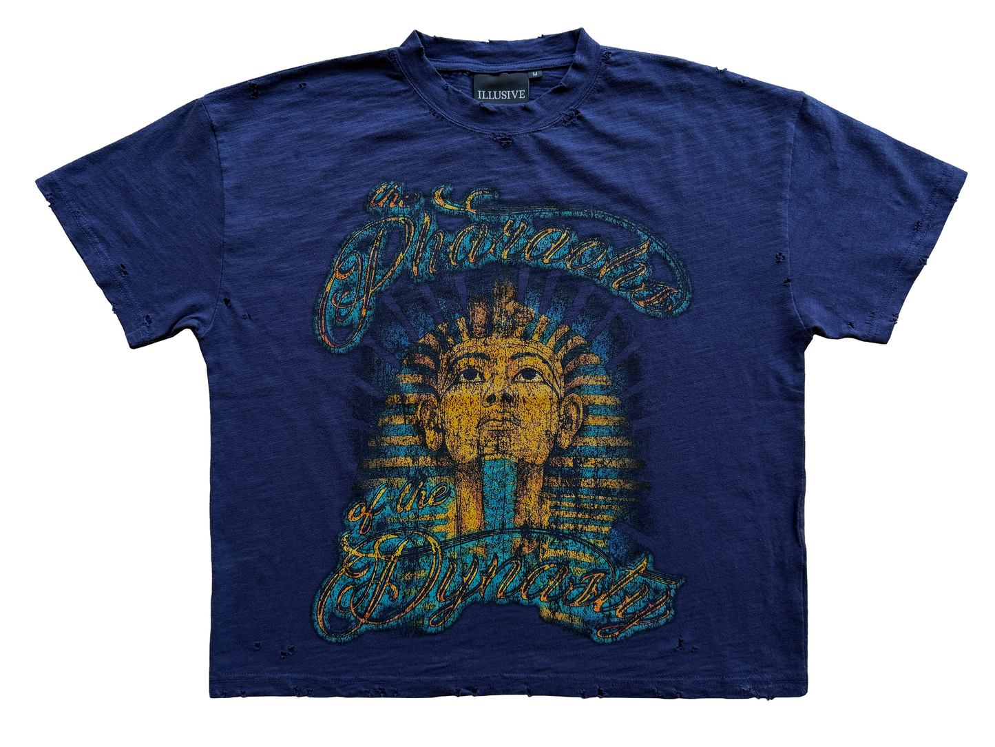 'Risen Pharaoh' Cropped Lightweight Tee - Navy Blue