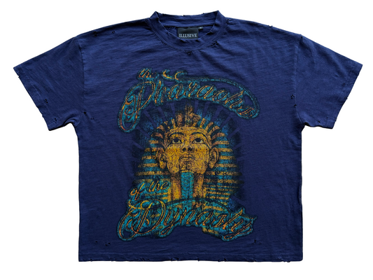 'Risen Pharaoh' Cropped Lightweight Tee - Navy Blue