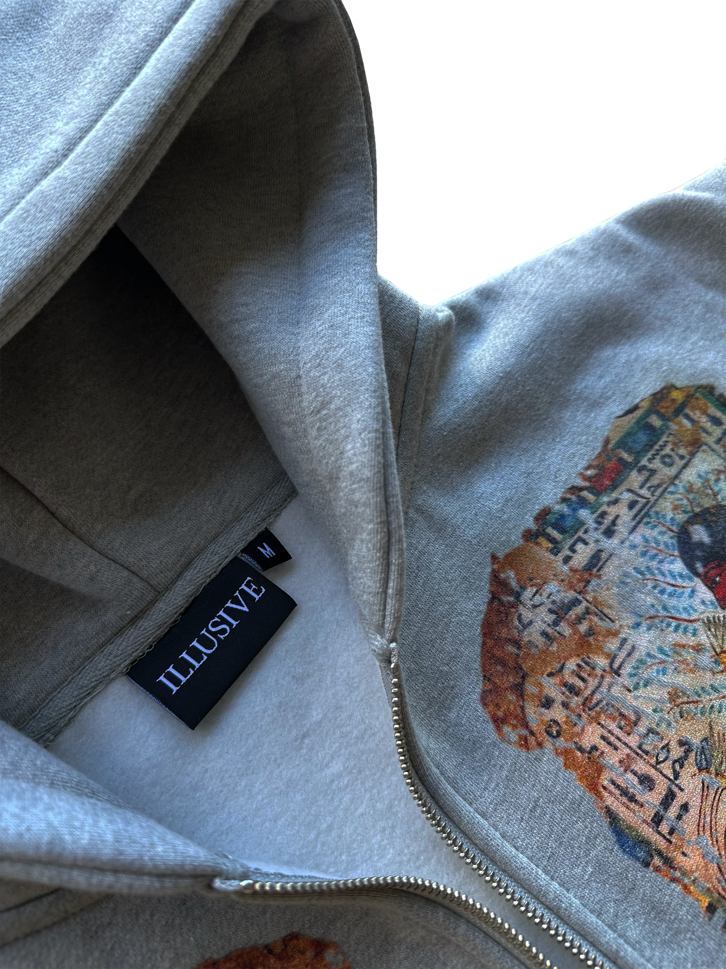 'Sennefer's Fragment' Cropped Zip Up - Gray